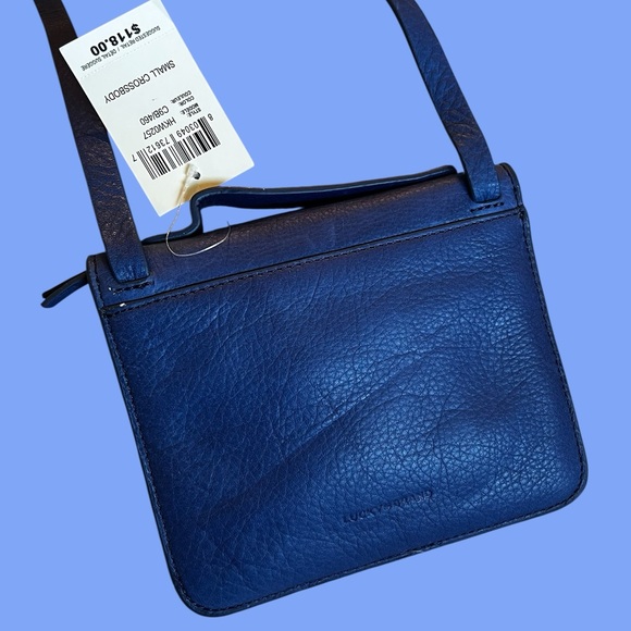 NWT Lucky Brand Crossbody Mini Bag Purse Royal Blue Tassel Two Compartment - Picture 3 of 17